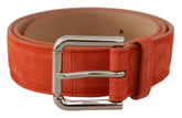 Dolce & Gabbana Orange Leather Suede Silver Logo Metal Buckle Belt -   -  Dolce & Gabbana.